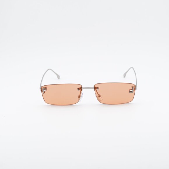 Fendi FE4172US 16J Sunglasses Silver Rectangle Frame, Red Lenses main image 8